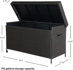 170 Gallon Deck Storage Box Deck Box Outdoor Storage Box Indoor Wicker Storage