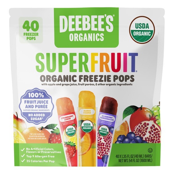 Deebee’s Organic Superfruit Freezie Ice Pops Variety 40ct 1.35oz Vegan BPA Free