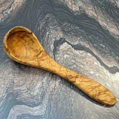 10″ Olive Wood Ladle Handmade in Tunisia, Gorgeous Unique Wood Characteristics