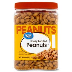 (2 pack) Great Value Honey Roasted Peanuts, 34.5 oz