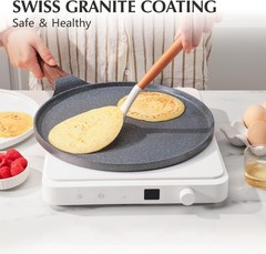 Crepe Pan Nonstick Griddle 10 Inch Swiss Granite Coating Skillet Induction