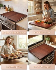 Stove Top Covers for Gas Burners & Electric Stove, Wooden Gas Stove Cover