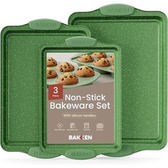 Carbon SteelSets with Green Silicone Handles, Oven Safe (Up To 450° F), Set of 3
