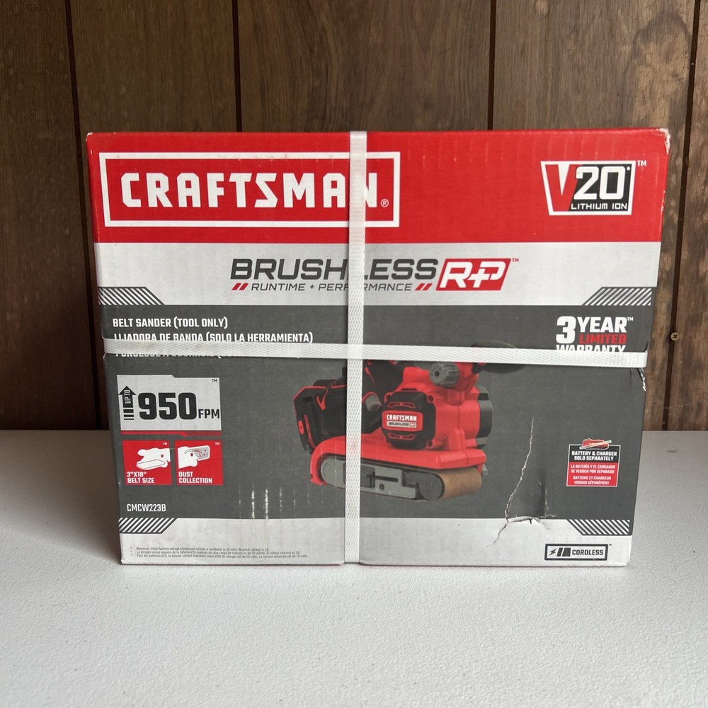 Craftsman V20 Brushless RP 3×18 Cordless Belt Sander Bare Tool CMCW223B New