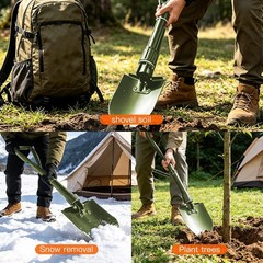 18.5” Digging Shovel Portable Ergonomic High Carbon Steel Folding Shovel for