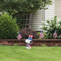 18IN Peanuts Metal Snoopy Woodstock Patriotic 4th of July Garden Indoor Outdoor