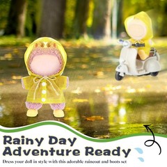 17cm Doll Yellow Raincoat with Mini Rainboot Shoes Adorable Doll Raincoat Clo…