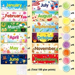 48 Pack Holiday Monthly Headliners 12 Months of The Year Bulletin Board Set…
