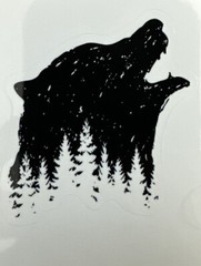 WOLF IN THE WOODS ~ Small Vinyl Sticker – (1.75in x 1.5in)