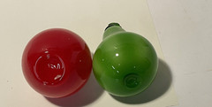 Lot Of 2 Vintage Murano Style Fruits Hand Blown ART Glass Decor PEAR & Apple