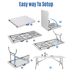 6 Foot Folding Table Heavy Duty, Portable Plastic Folding Table with Handle