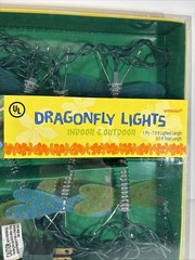 Dragonfly Lights, White Lights w/ Blue & Yellow Dragonflies, Indoor/Outdoor NOB