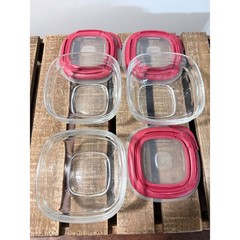 Rubbermaid Glass Easy Find Lid 1 Cup Containers w/ Red Lids Set Of 3 7N68 236ml