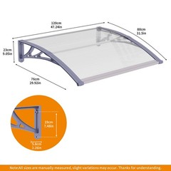 32″x48″ Awning for Door Window Outdoor polycarbonate Canopy Rain and Sun Protect