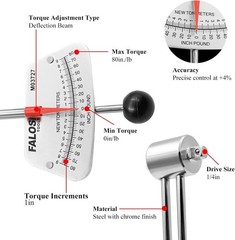 1/4-inch Drive Beam Torque Wrench – 0-80 Inch/Pounds and 0-9 Newton/Meter Torque