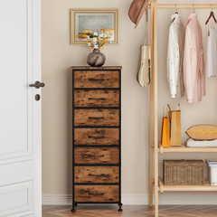 Tall Dresser for Bedroom, Storage Dresser Organizer with 7 Fabric Drawers, Night