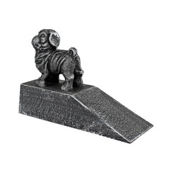 Pug Dog Doorstop Wedge Cast Iron Silver Antique Style Paperweight Figurine