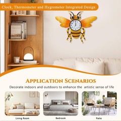 HOBYLUBY Unique Outdoor Clock Silent None-Ticking, Wall Yellow Bee