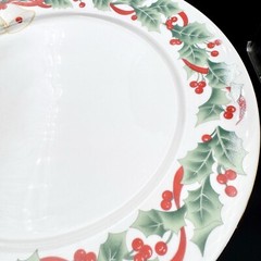 VTG 1990 SANGO NOEL 10.25″ Dinner Plates 8401 Christmas Holly & Ribbons SET/7
