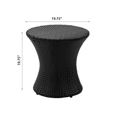 19.75 In. H Outdoor Wicker Accent Table, Aluminum Frame Space-Saving Durable Sid