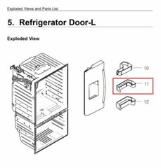 Left Door Middle Bin Compatible with SAMSUNG Refrigerator DA97-11478A