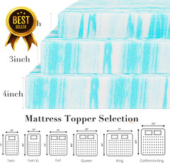 Twin Size 3-Inch Gel Memory Foam Mattress Topper Cooling Breathable Soft Bed Pad