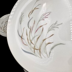Norcrest AUTUMN BREEZE 10.25” Dinner Plates SET/4 Porcelain Silver Rim VTG Japan