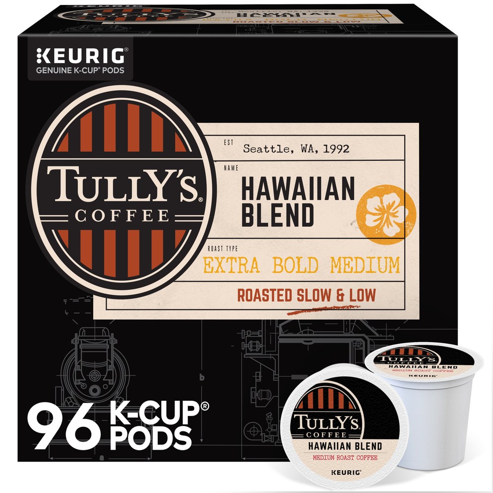 Tully’s Coffee Hawaiian Blend K-Cups, Medium Roast Coffee, 96 Count
