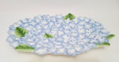 Williams Sonoma Figural Hydrangea Platter 15.5″ NEW Stoneware Blue Flower Summer