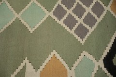 Green Geometric Kilim Area Rug 8×10 Flat-weave Oriental Turkish Any Room Carpet