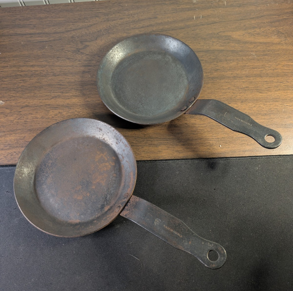 Vintage Steel Crepe Omelette Frying Pan 6.5″ Made in France 16 Lot of 2
