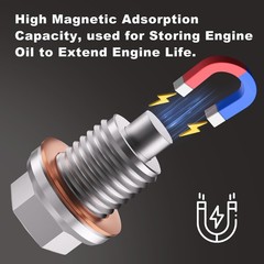 M14x1.5 Magnetic Oil Drain Plug, Stainless Steel Oil Pan Drain Nut Bolt with …