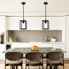 Matte Black Metal Farmhouse 6.7 x 9.8in Hanging Pendant Light Fixture (Set of 2)