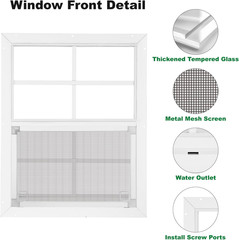 18″ x 23″ Shed Windows 2 Pack Sliding Tempered Glass Metal Mesh Screen Flush Mou
