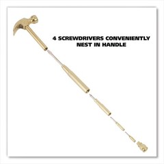Great Neck 19006 6.5 in. Handle Carpenter’s Hammer w/ 4 Screwdrivers – Gold New