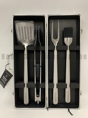 Williams Sonoma BBQ Grill Tool Set Of 4 Stainless Steel Utensils #9790B
