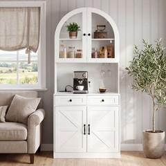 75″ Farmhouse Pantry Cabinet Coffee Bar Storage W/ Charging Station, Drawer,Door