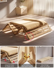 NAIZEA Japanese Tatami Mat, Foldable Tatami Bed Frame Twin Full Queen Floor Bed