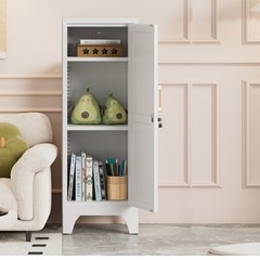 Metal Kitchen Pantry Cabinet, Lock Freestanding Storage Cupboard with Adjustable