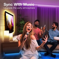 50FT Waterproof LED Strip Lights, APP & Voice Control, RGB Outdoor Indoor Lights