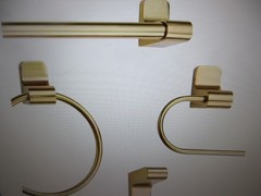 Globe Cannes 24.25 in. 3-Light Matte Brass Vanity Light with Shades & Bath Set
