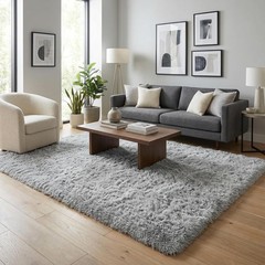 Soft and Cozy 5′ x 8′ Fluffy Area Rug – Stylish Modern Grey Decor for Any Room