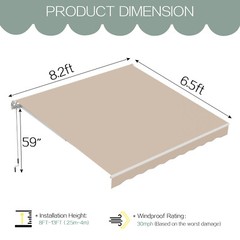 Patio Awning Manual Retractable Sun Shade Canopy Outdoor Deck Shelter 4 Size