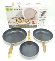 Nice In Box GreenPan Jewel Pro Ceramic Non-Stick 3-piece Fry Pan Set