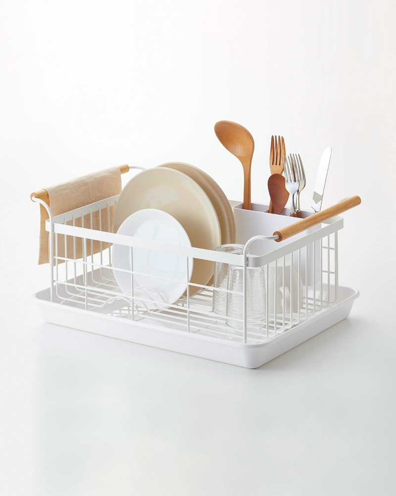 Yamazaki Home TOSCA Dish Drying Organizer Rack with Removeable Drainer Tray