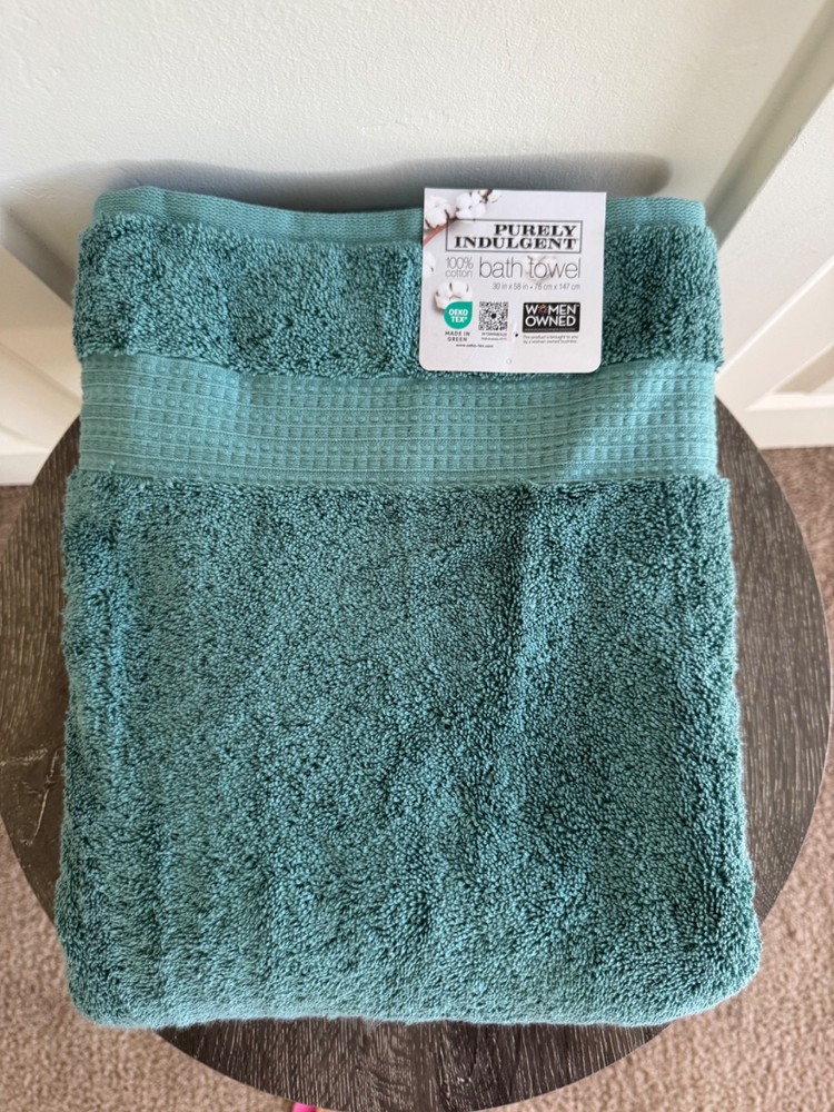 Purely Indulgent 100% Hygrocotton Bath Towel 30″/58″ in Oil Blue Green NEW