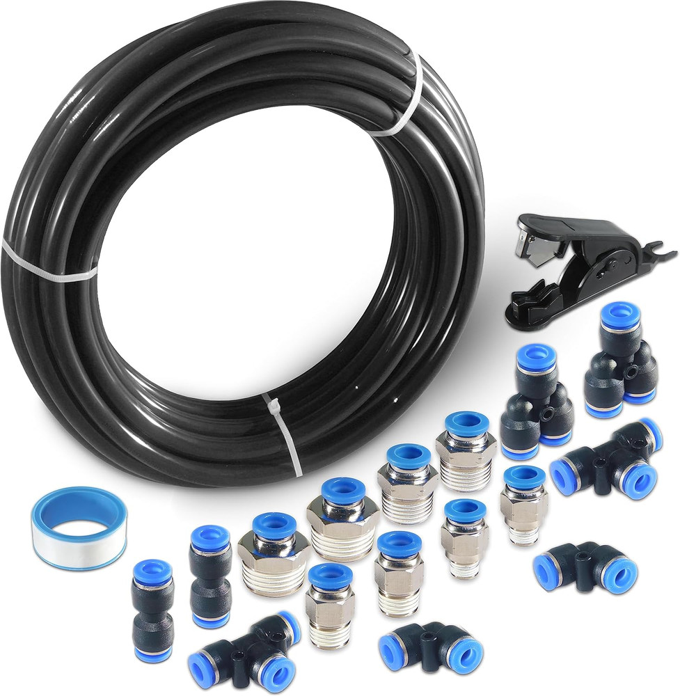 Pneumatic Tubing Black Polyurethane PU Air Hose Pipe Tube Kit 8Mm or 5/16 OD 5Mm
