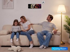 16” Large Digital LED Wall Clock with Remote Control Dual Alarm 8 RGB Bluetooth