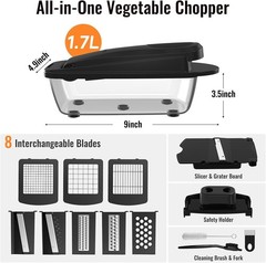 8 Blade All-in-1 Vegetable Chopper Mandoline Slicer with Container (Select One)