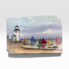 At Home with Meijer Coastal Nautical Placemat Sailboats Lighthouse Wipe Clean
